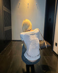 Rase le sol 투어 프린트 비대칭 브이넥 슬림 티셔츠