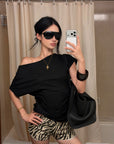 ROVENTE Beaded Open Back Draped Top