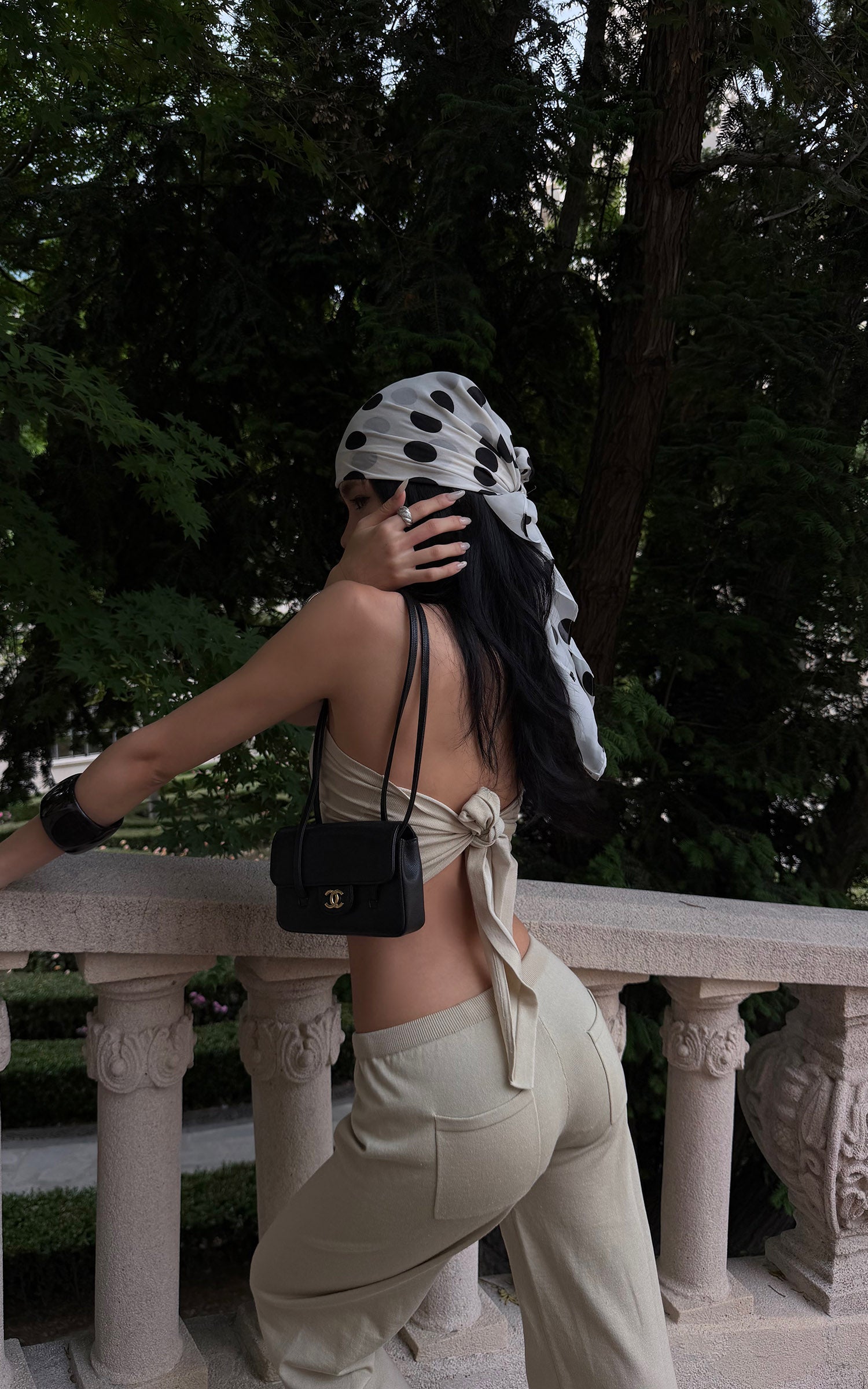 ROVENTE Open-Back Tube Top &amp; Wide-Leg Pants Set