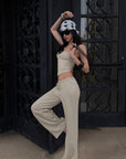 ROVENTE Open-Back Tube Top & Wide-Leg Pants Set