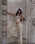 ROVENTE Open-Back Tube Top & Wide-Leg Pants Set