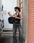 ROVENTE Distressed Washed Wide-Leg Denim Pants