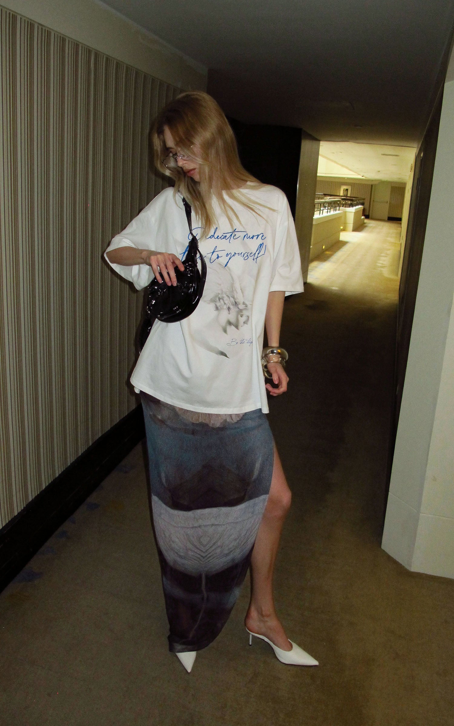 0122stepll Angel Script Oversized Graphic T-Shirt