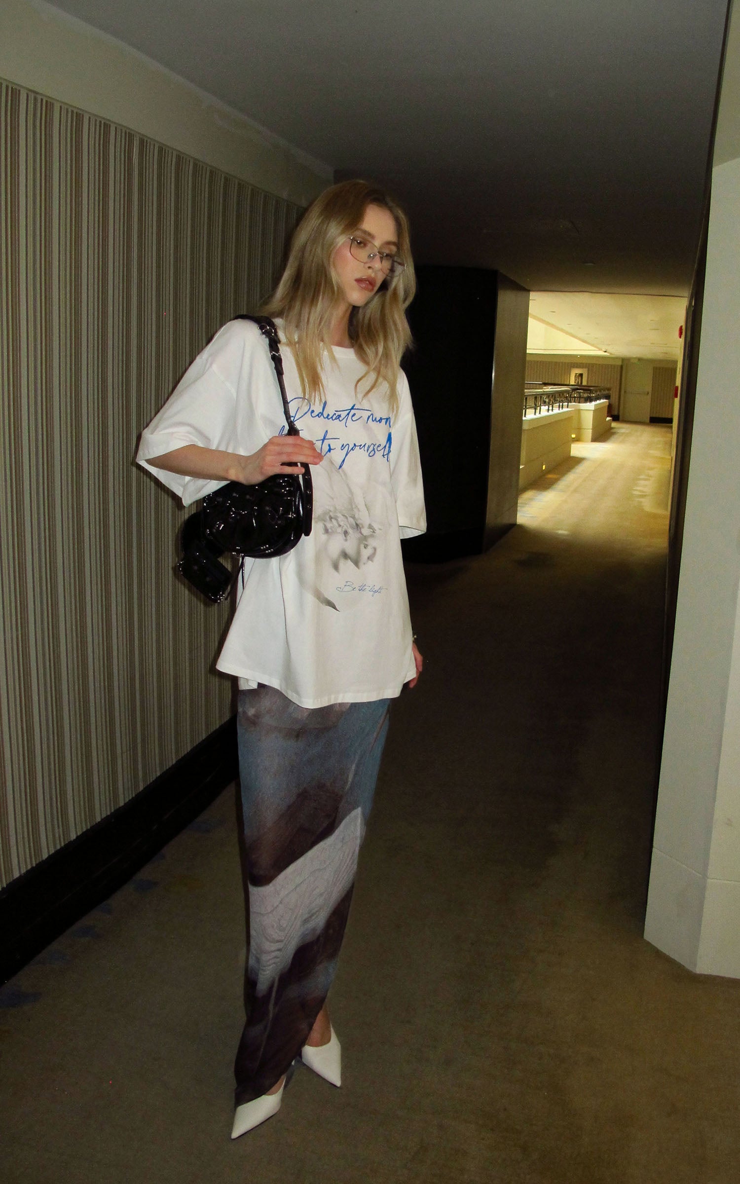 0122stepll Angel Script Oversized Graphic T-Shirt