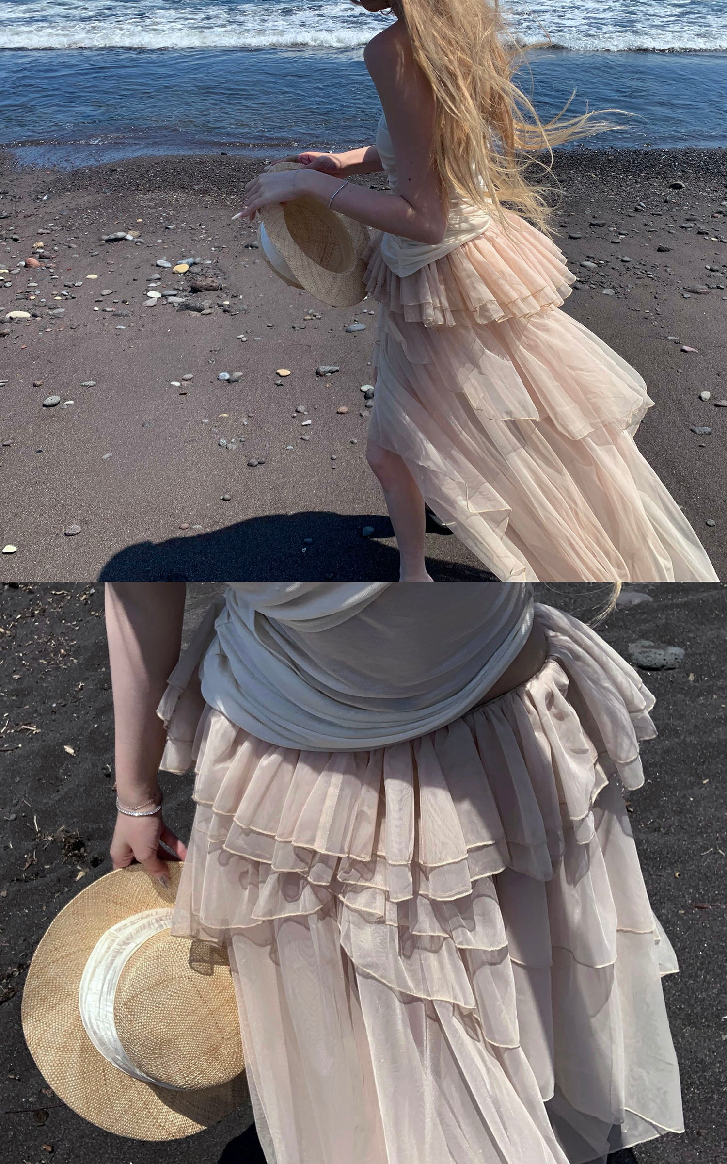 Rase le sol Draped Tube Top &amp; Layered Tulle Skirt Set