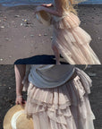 Rase le sol Draped Tube Top & Layered Tulle Skirt Set