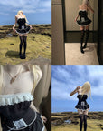 Rase le sol Cross-Laced Ruffle Strapless Top & Layered Lace Mini Skirt Set