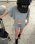 WARDEN EDGE Waffle Texture Cropped Oversized Tee