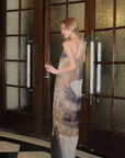0122stepll Abstract Halter Draped Maxi Dress