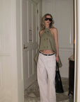 0122stepll Double-Breasted Halter Asymmetric Top
