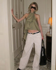 0122stepll Double-Breasted Halter Asymmetric Top