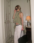 0122stepll Double-Breasted Halter Asymmetric Top