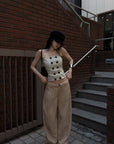 Hydrae Low-Rise Belt Detail Relaxed Wide-Leg Pants