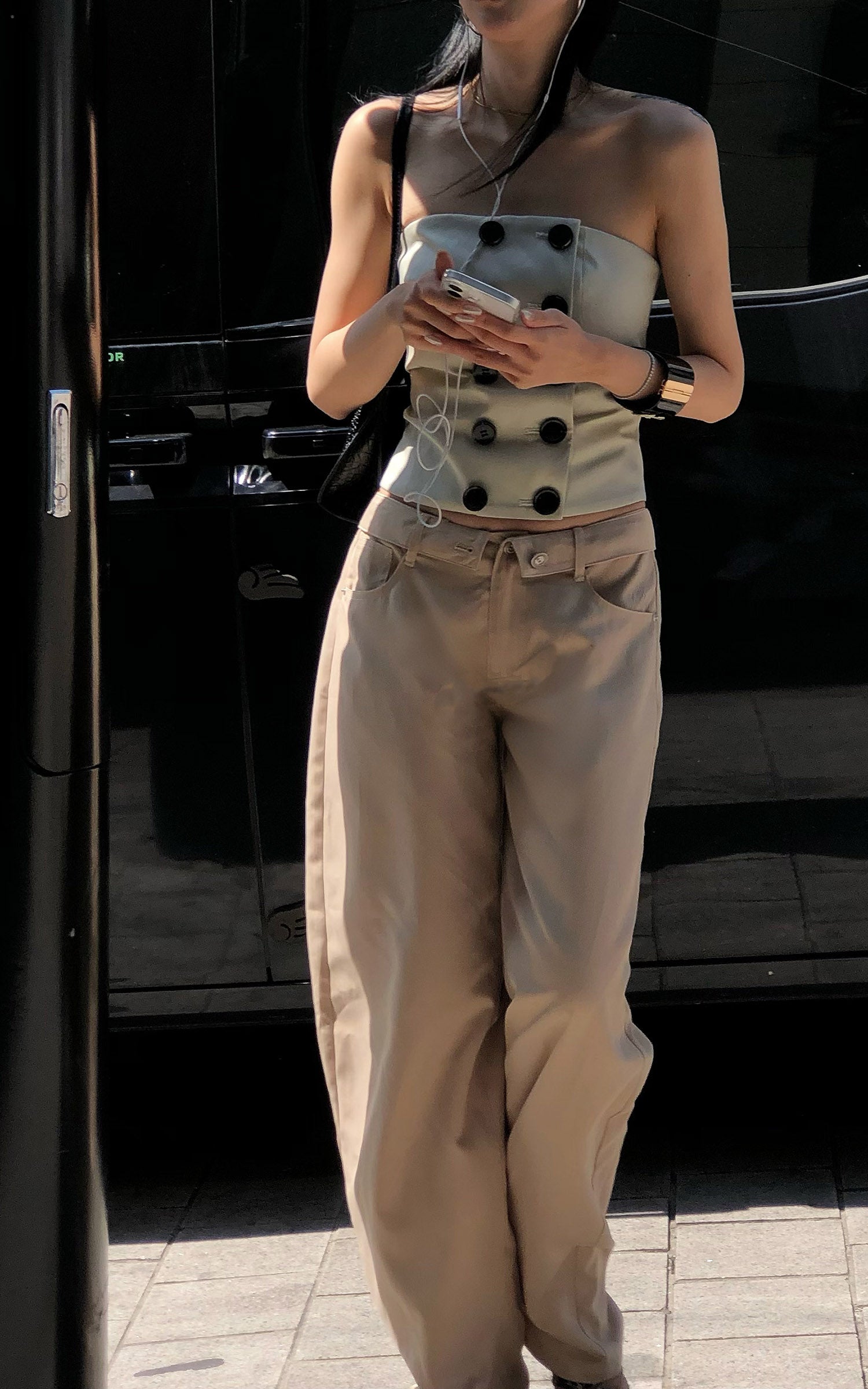 Hydrae Low-Rise Belt Detail Relaxed Wide-Leg Pants