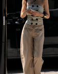 Hydrae Low-Rise Belt Detail Relaxed Wide-Leg Pants