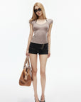 IAMXIAA Triple-Button Low-Rise Denim Micro Shorts