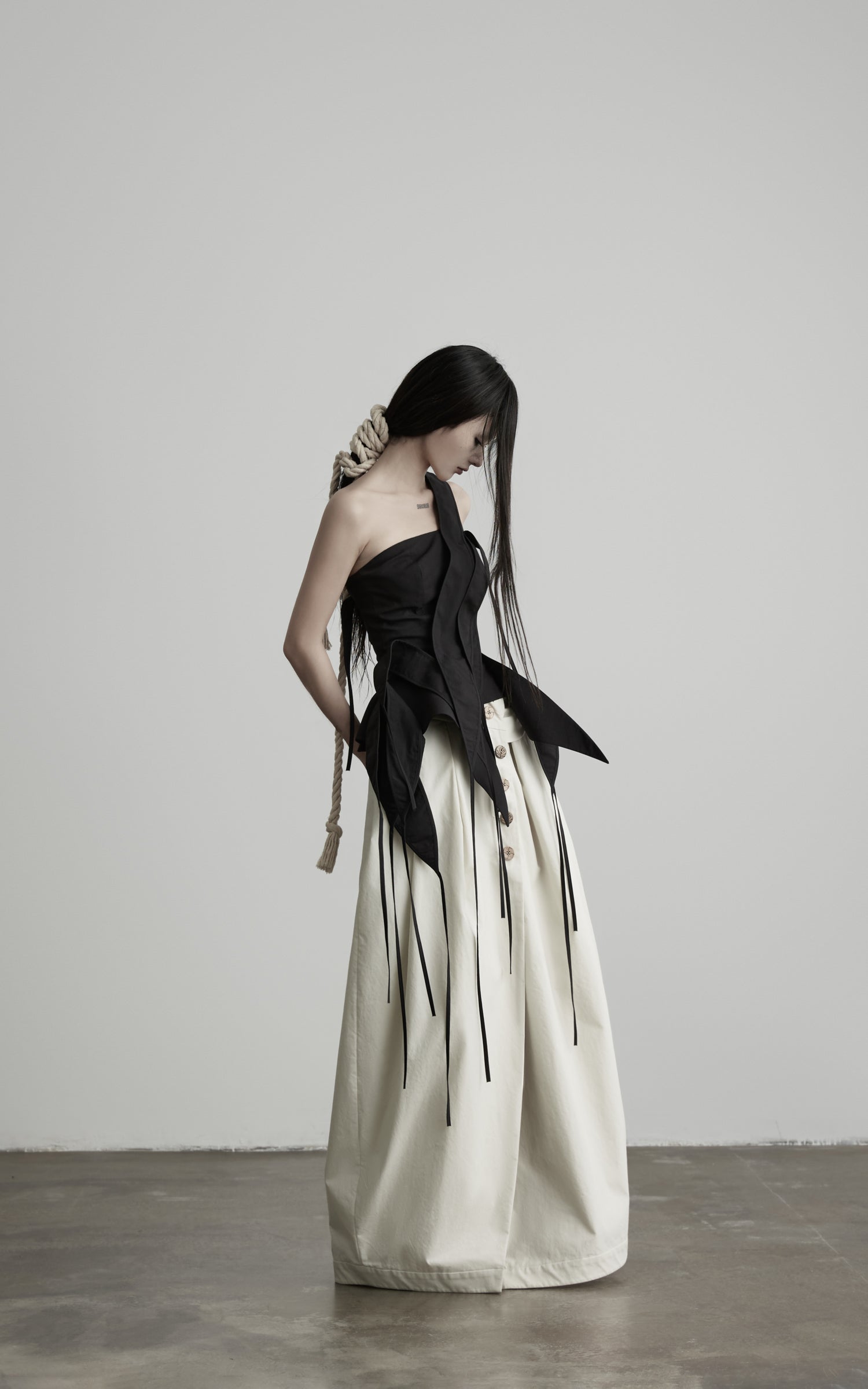 DOINDULGE One-Shoulder Asymmetric Sculptural Corset Top