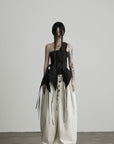 DOINDULGE High Waist Pleated Wrap Maxi Skirt