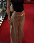 Hydrae Low-Rise Belt Detail Relaxed Wide-Leg Pants