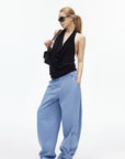IAMXIAA Adjustable Hem Balloon Wide-Leg Pants