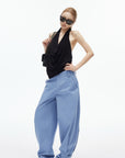 IAMXIAA Adjustable Hem Balloon Wide-Leg Pants