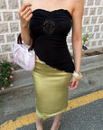 Hydrae Strapless Lace Panel Asymmetric Hem Top