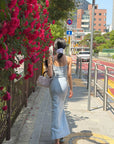 Hydrae Ribbed Spaghetti Strap Bodycon Maxi Dress