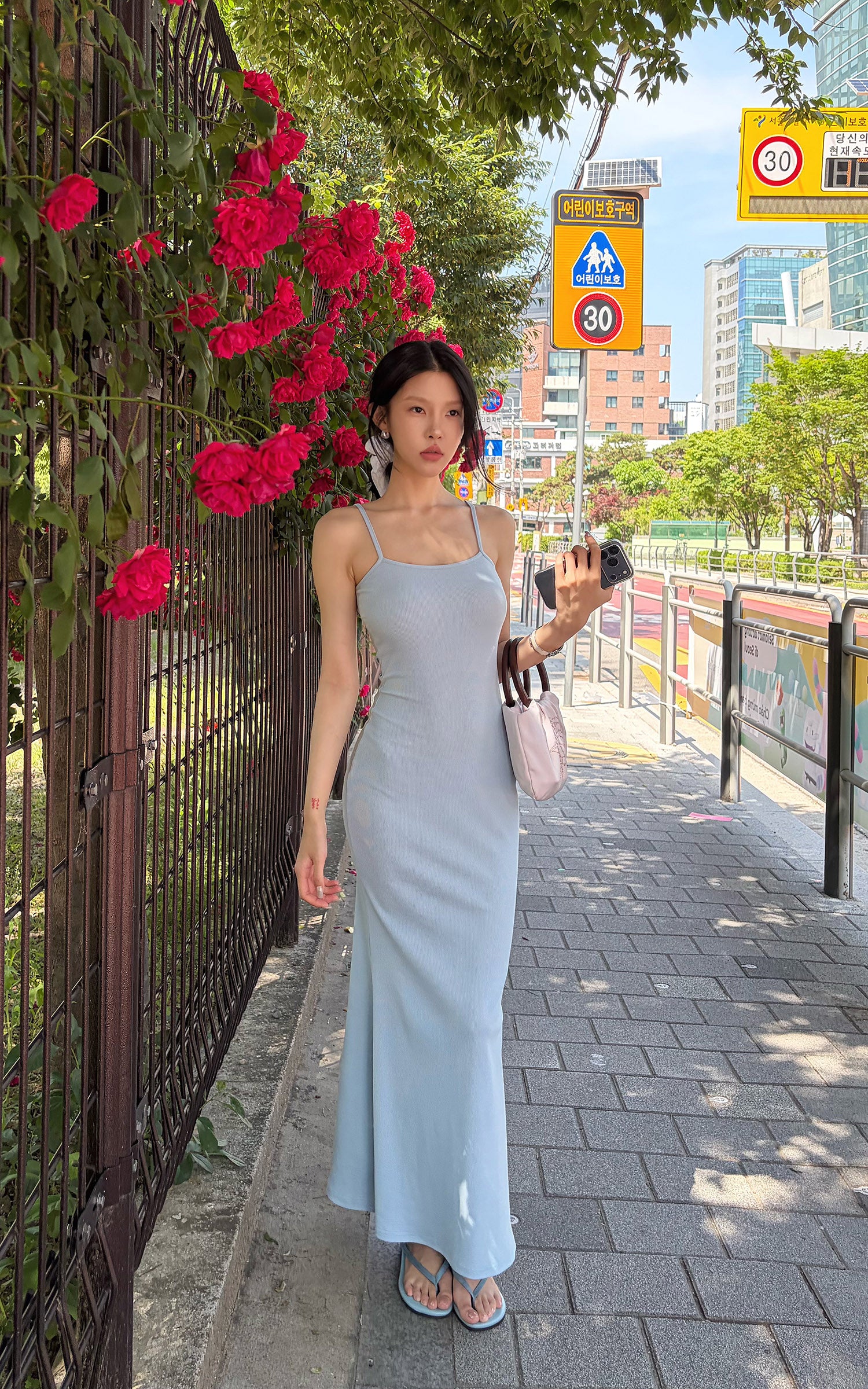 Hydrae Ribbed Spaghetti Strap Bodycon Maxi Dress