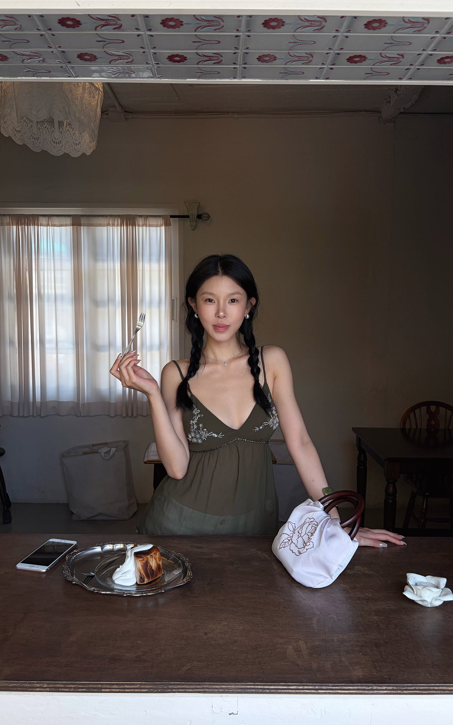 Hydrae Embroidered Sheer Babydoll Cami Top