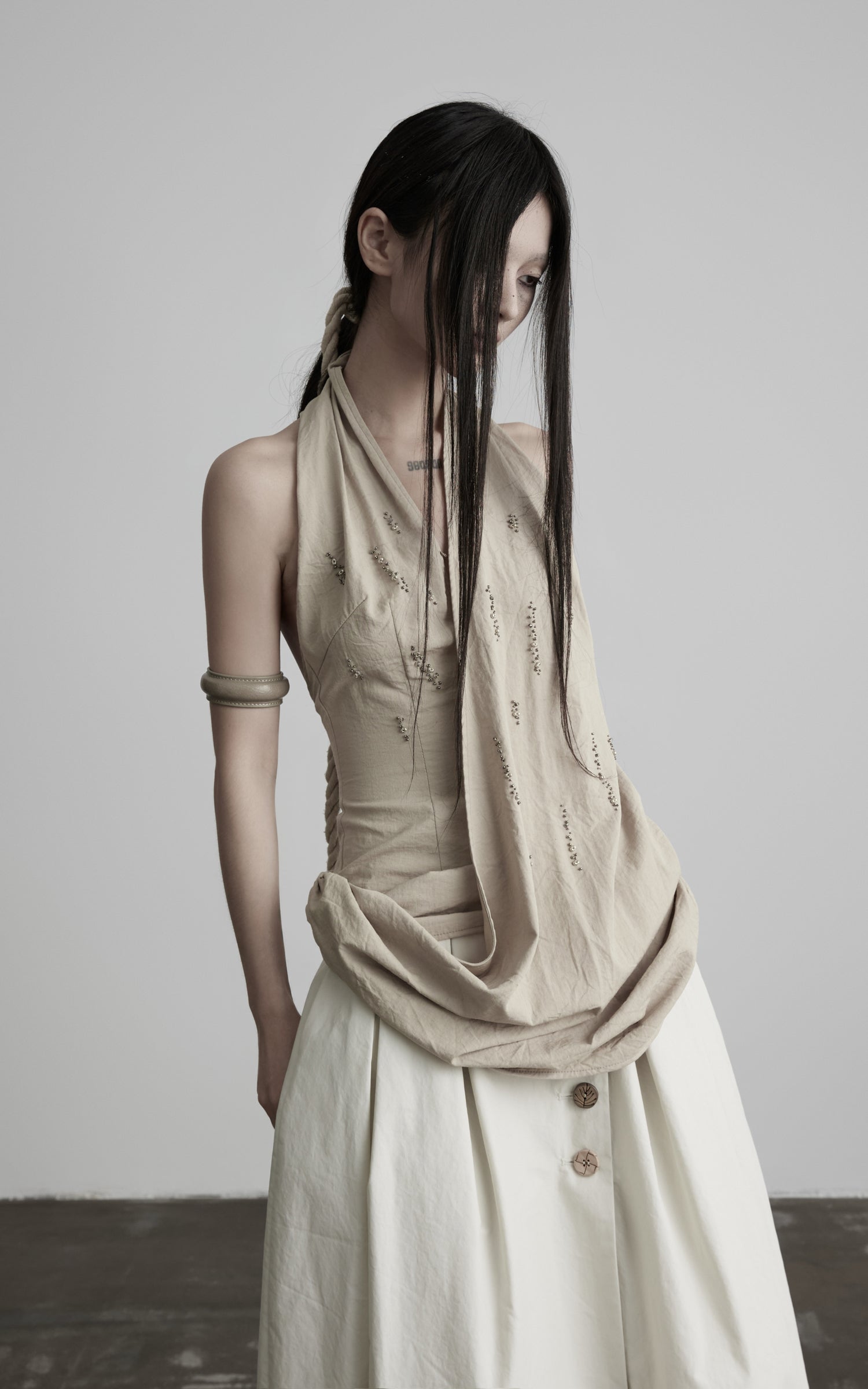 DOINDULGE Halter Neck Draped Tank Top