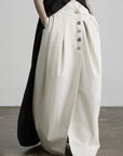 DOINDULGE High Waist Pleated Wrap Maxi Skirt