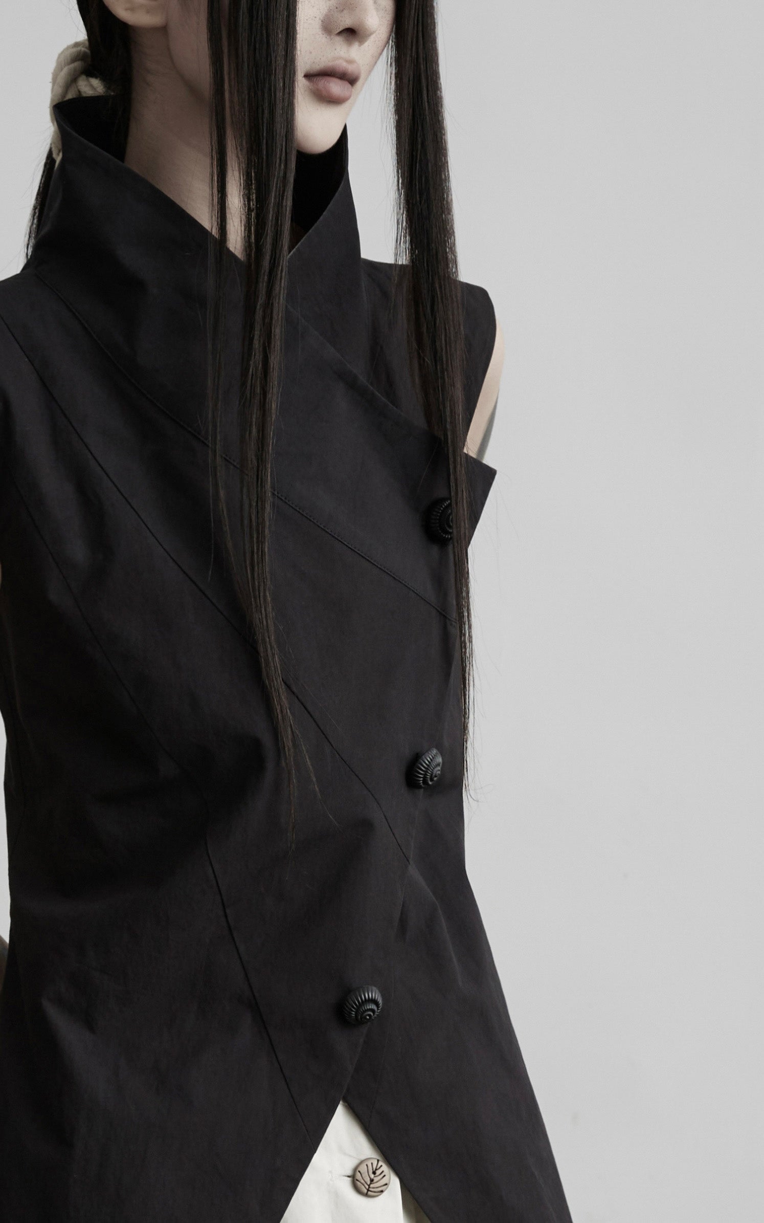 DOINDULGE High Collar Longline Vest Dress