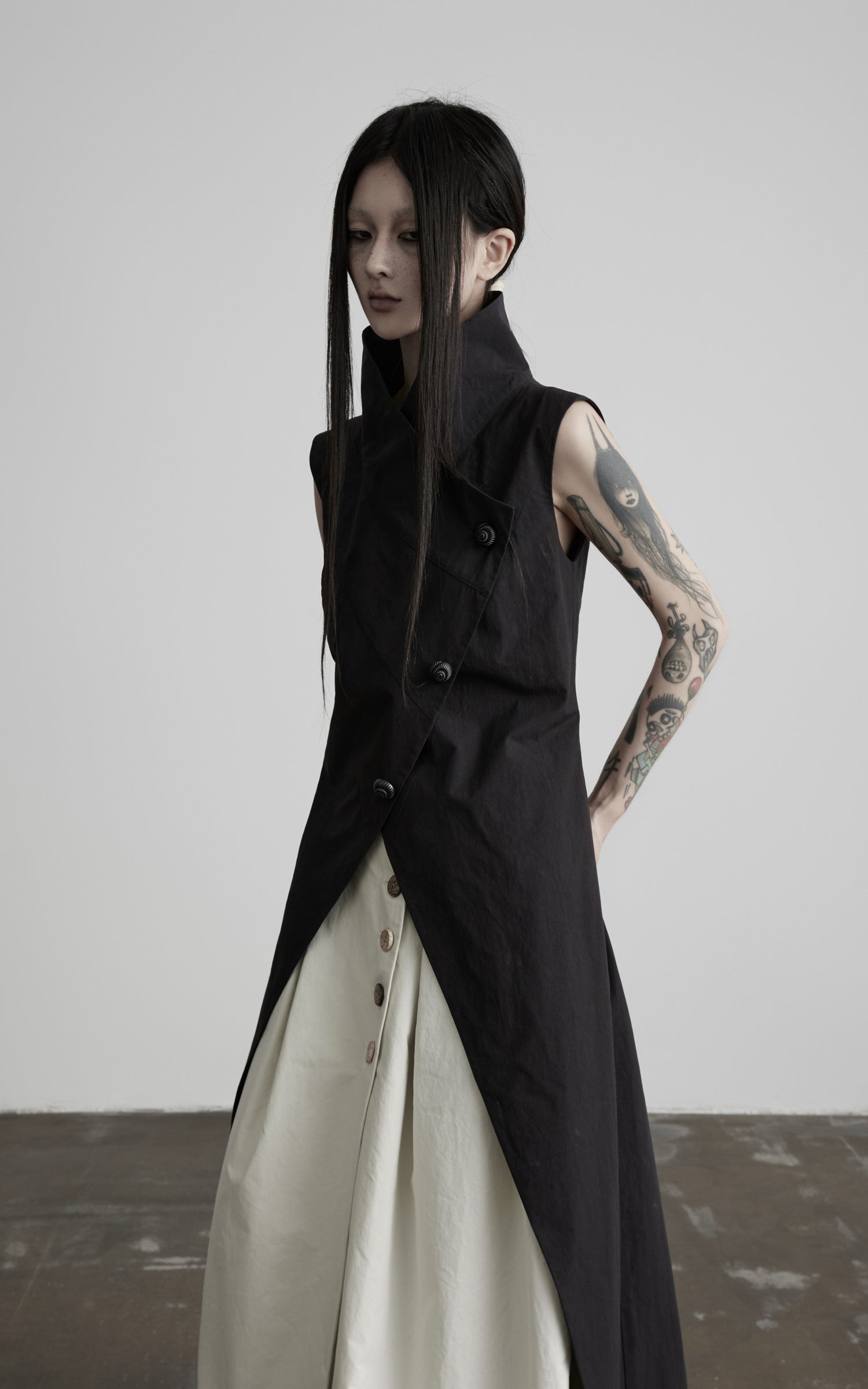 DOINDULGE High Collar Longline Vest Dress
