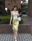 Hydrae Floral Off-Shoulder Lace-Up Corset Top