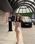 Hydrae Sheer Striped Ruffle Asymmetric Cami Top