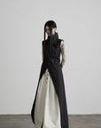 DOINDULGE High Collar Longline Vest Dress