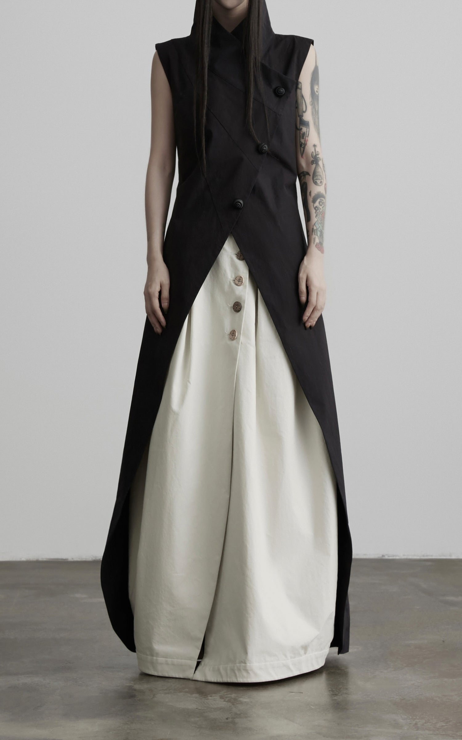 DOINDULGE High Collar Longline Vest Dress
