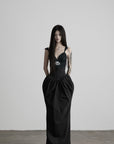 DOINDULGE Corset Waist Gathered Maxi Skirt