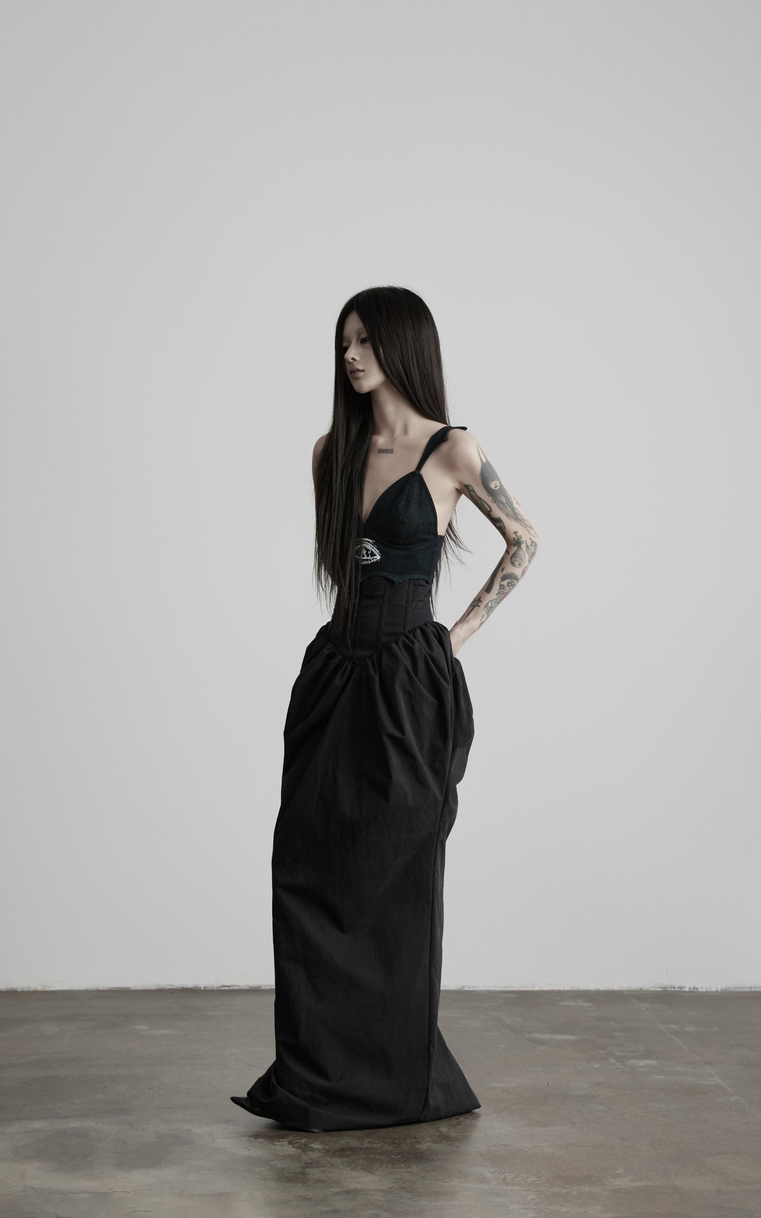 DOINDULGE Corset Waist Gathered Maxi Skirt