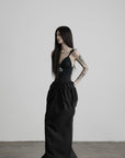 DOINDULGE Corset Waist Gathered Maxi Skirt