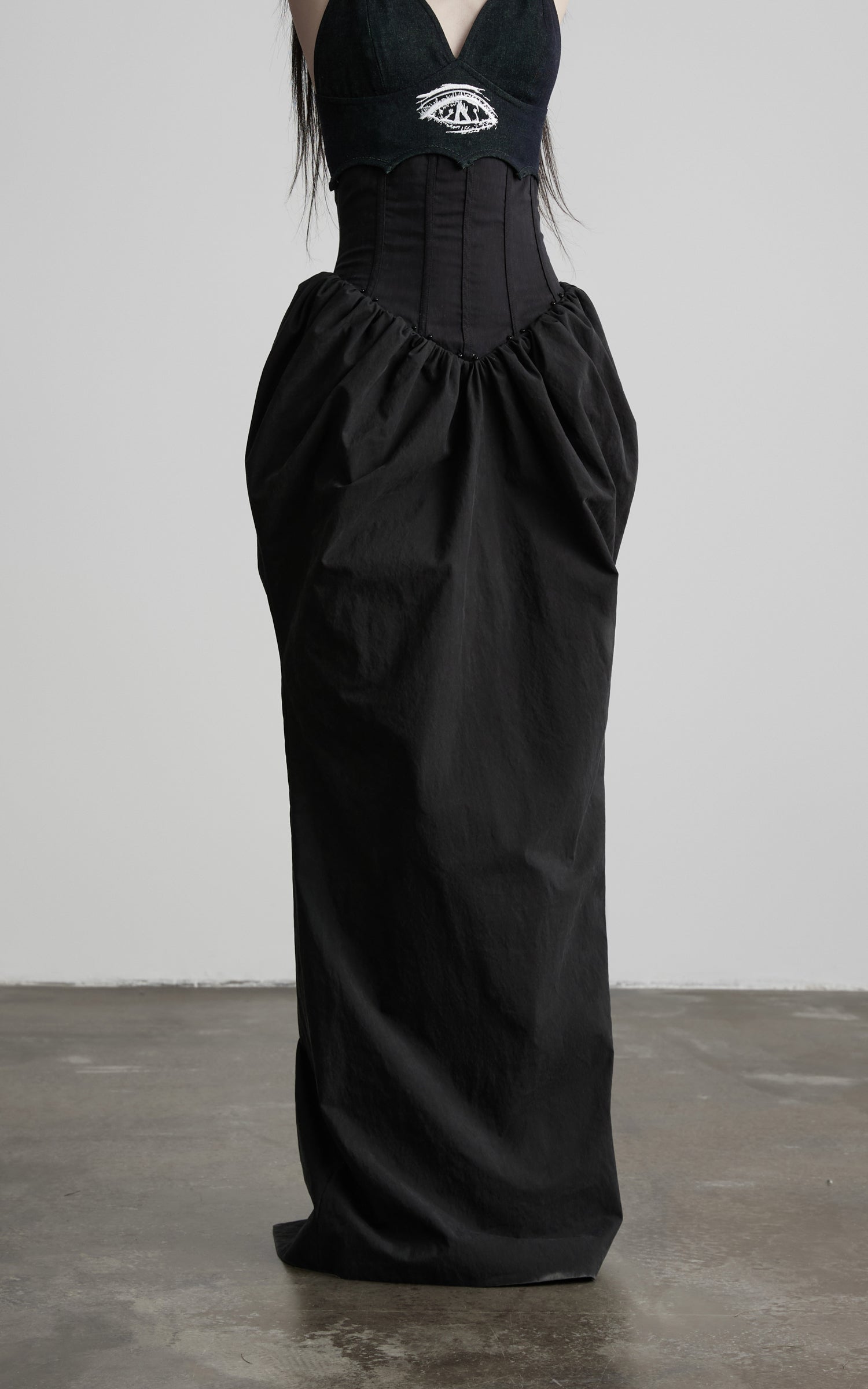 DOINDULGE Corset Waist Gathered Maxi Skirt