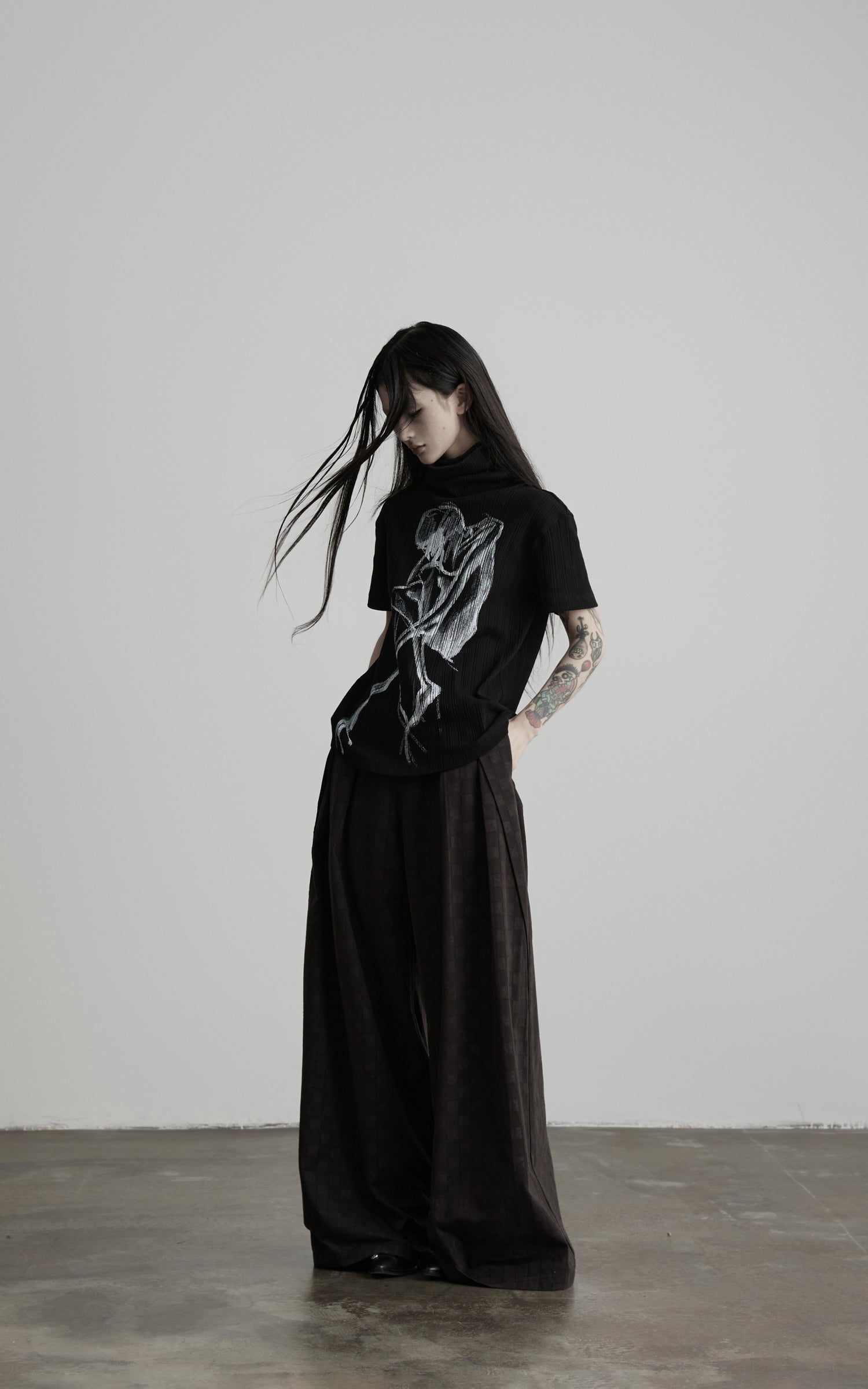 DOINDULGE High Waist Pleated Wide Leg Pants