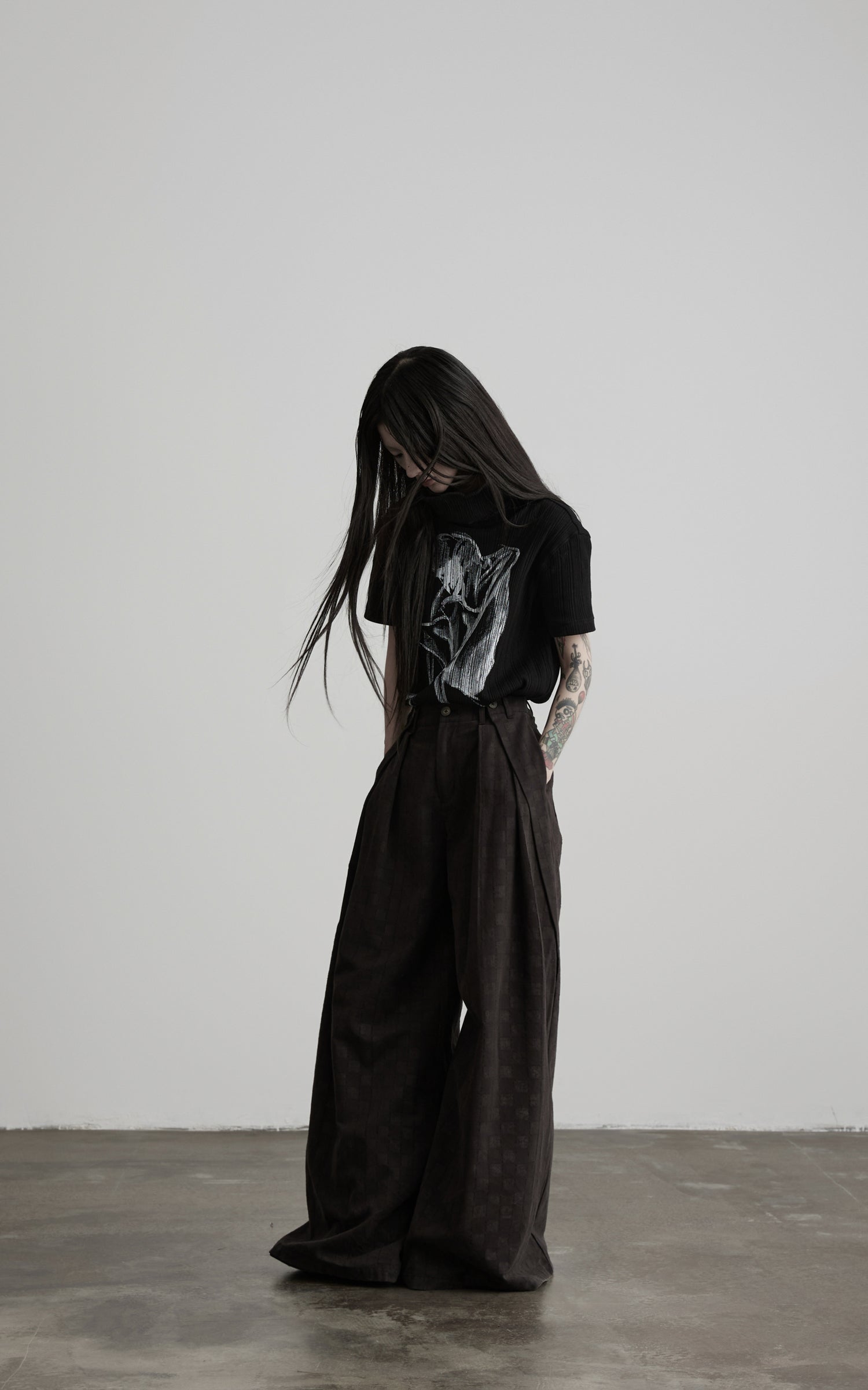 DOINDULGE High Waist Pleated Wide Leg Pants