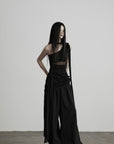 DOINDULGE One-Shoulder Sheer Draped Mini Dress