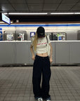 Rase le sol Pantalon en denim à jambe large sculptée
