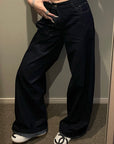 Rase le sol Pantalon en denim à jambe large sculptée