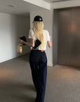 Rase le sol Pantalon en denim à jambe large sculptée