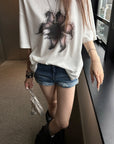 Rase le sol Faded Flower Graphic Oversized Cotton T-shirt