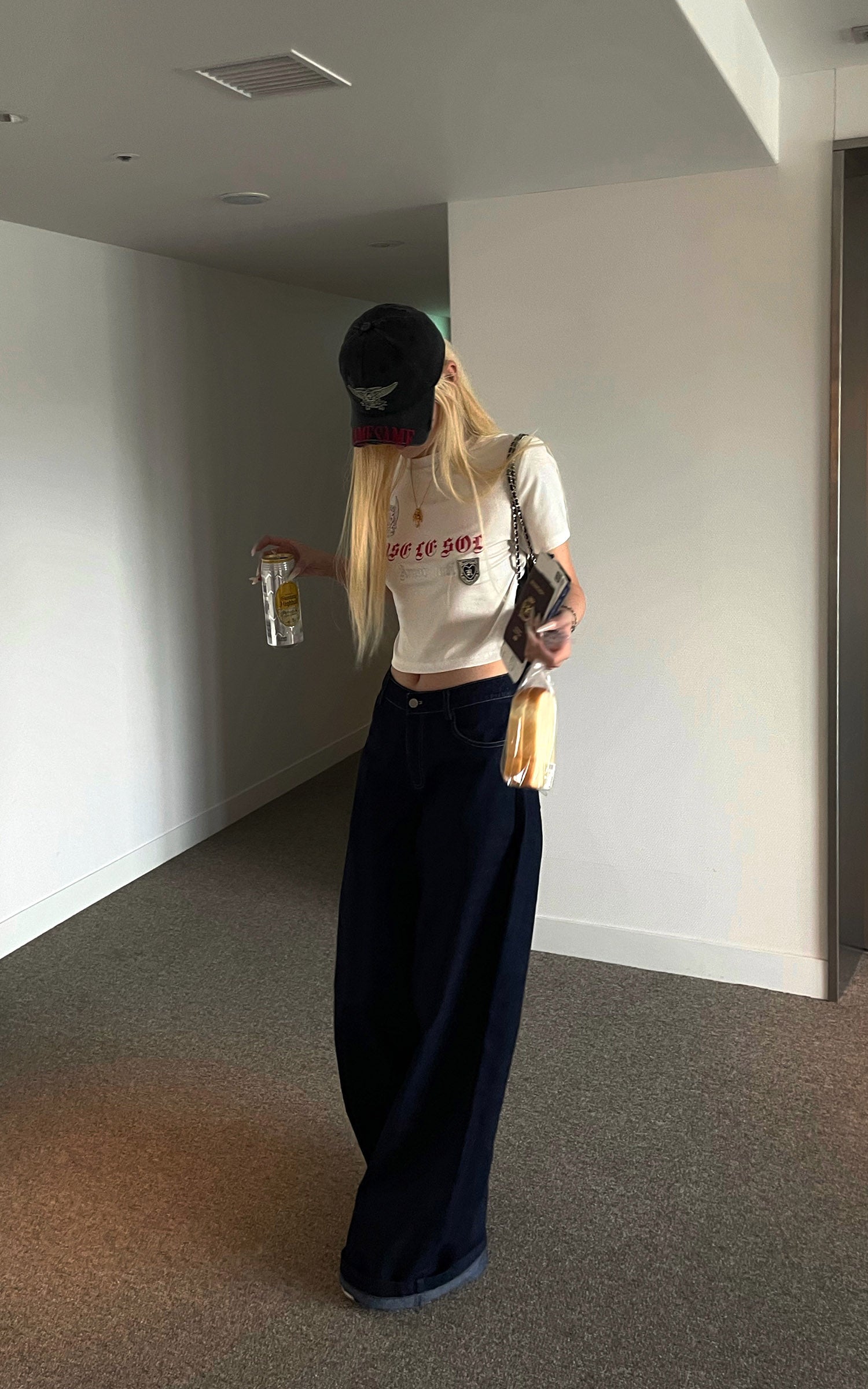Rase le sol Pantalon en denim à jambe large sculptée