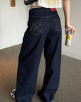 Rase le sol Pantalon en denim à jambe large sculptée